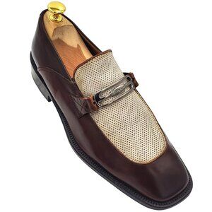 Spain Vintage Mezlan Men's size 8.5 Brown Beige leather loafers dress shoes